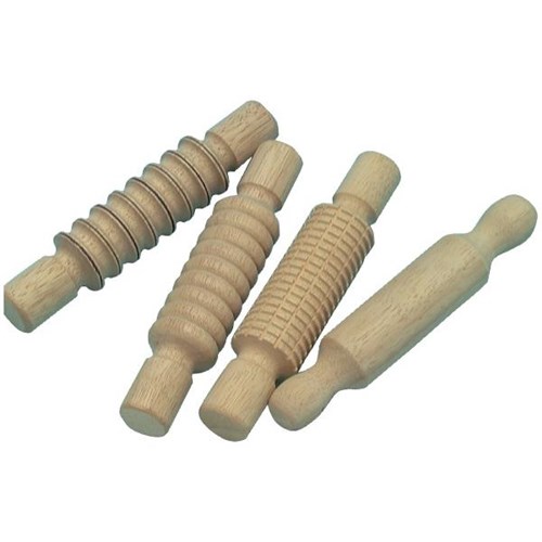 Wooden Rolling Pins Textured, Set of 4