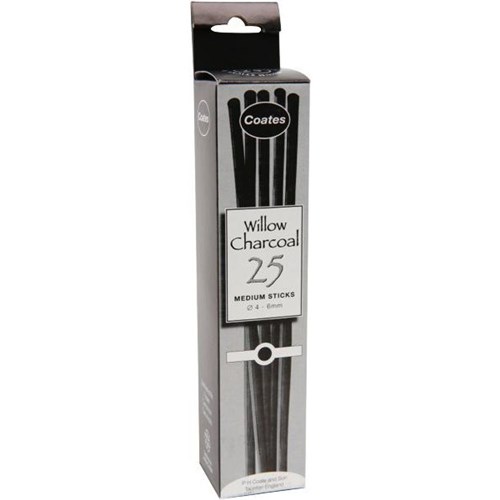 Coates Willow B25 Charcoal Sticks Medium, Pack of 25