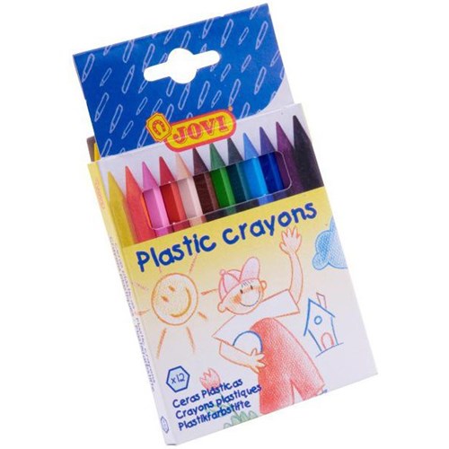 Jovi Plastic Crayons Assorted Colours, Pack of 12