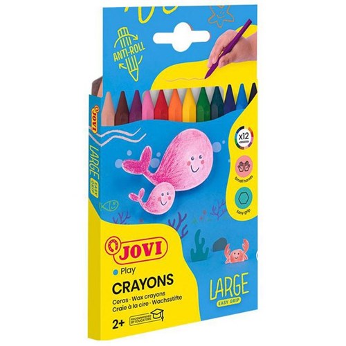 Jovi Hard Crayons Assorted Colours, Pack of 12