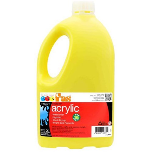 Fas Student Acrylic Paint 2L Cool Yellow