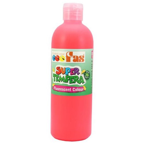 Fas Super Tempera Poster Paint 500ml Fluoro Red