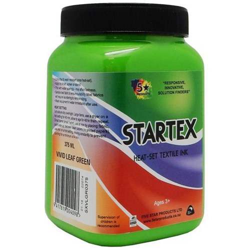 Five Star Startex Textile Ink 375ml Vivid Leaf Green