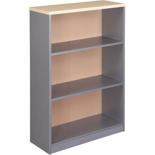 Spartan Bookcase 2 Shelves 1200mm Maple & Silver