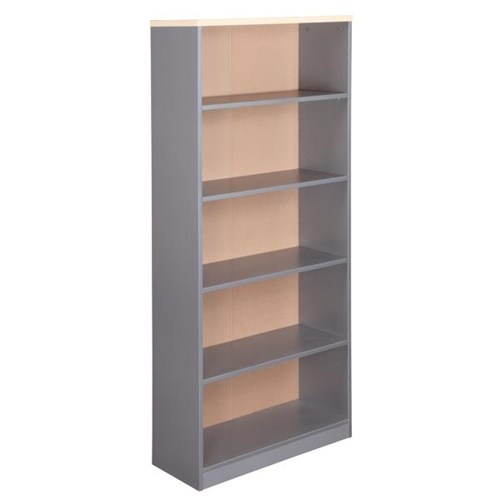 Spartan Bookcase 4 Shelves 1800mm Maple & Silver
