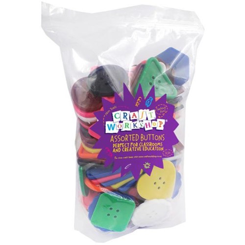 Craft Workshop Bright Buttons Assorted Size/Shape, Pack of 130