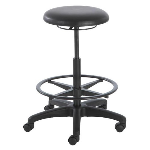 Button Stool High Lift Black PU