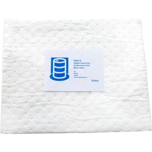 HelpIt Synthetic Absorbent Pads Oil & Hydrocarbons 400gsm, Pack of 5