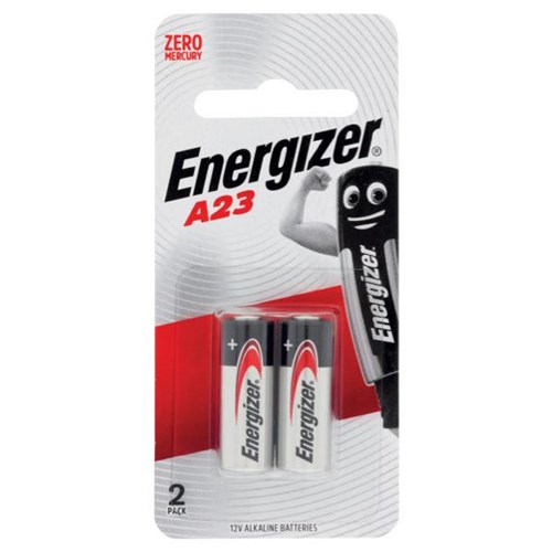 Energizer A23 Alkaline Battery, 12 Volt, Card of 2
