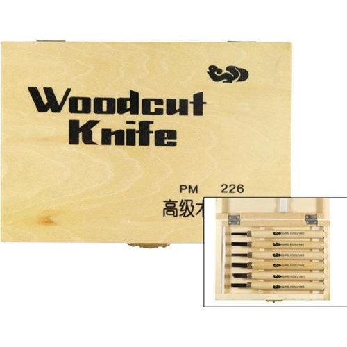 Boxed Woodcut Knife Set, Set of 6