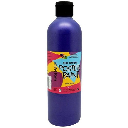 Five Star Tempera Poster Paint 500ml Bottle Metallic Purple