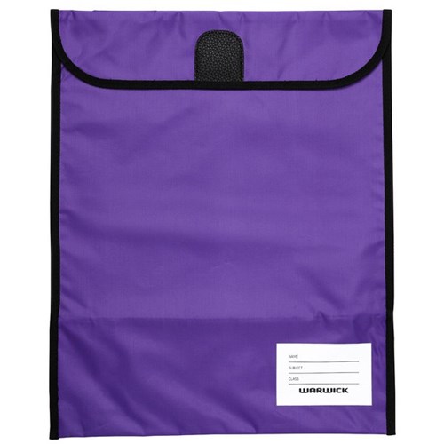Warwick Homework Book Bag Large Hook & Loop Fastener Large 330x360mm Purple