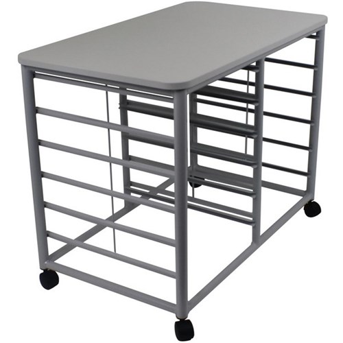 Interior Resources Double Tote Mobile Storage Trolley 940x550mm Grey/Sliver