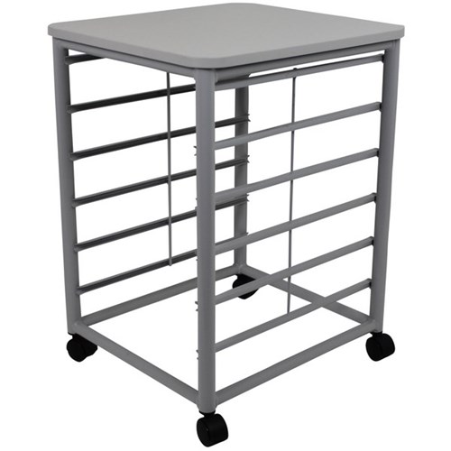 Interior Resources Single Tote Mobile Storage Trolley 500x550mm Grey/Sliver