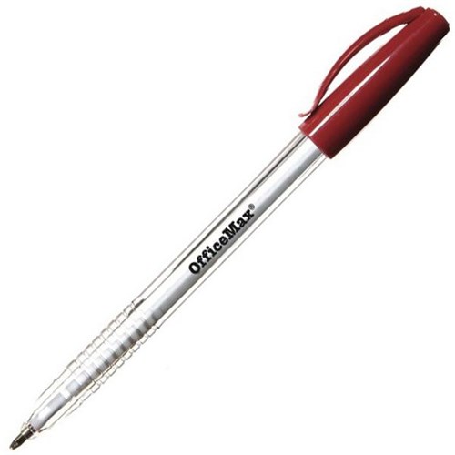 OfficeMax Red Capped Ballpoint Pen 1.0mm Medium Tip