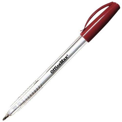 2878615 OfficeMax Red Capped Ballpoint Pen 1.0mm Medium Tip