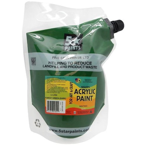 Five Star NZACRYL Acrylic Paint 1.5L Pouch Dark Forest Green