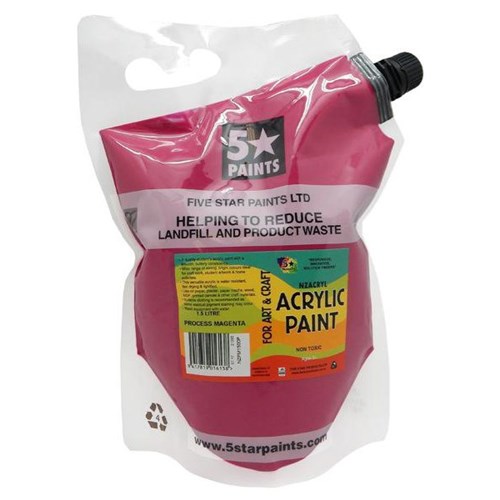 Five Star NZACRYL Acrylic Paint 1.5L Pouch Process Magenta