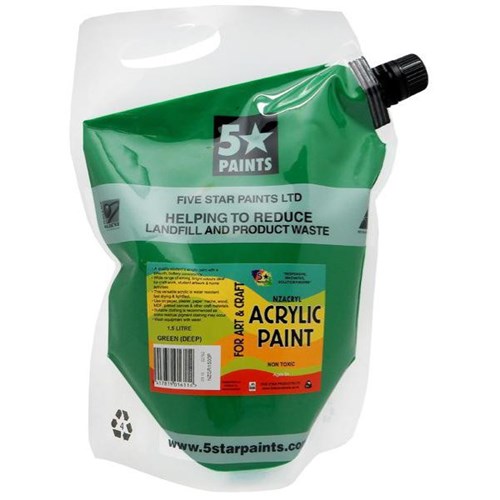 Five Star NZACRYL Acrylic Paint 1.5L Pouch Deep Green