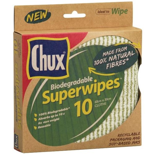 Chux Sustainable Biodegradable Superwipes, Pack of 10