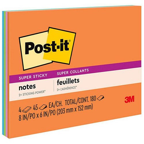 Post-it® Notes 6845 Super Sticky 203x152mm Energy, Pack of 4