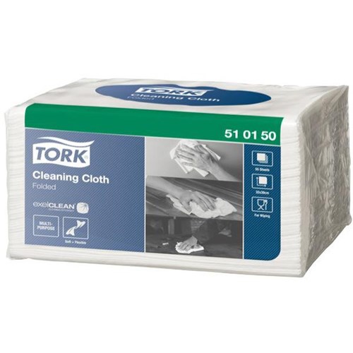 Tork 510 Multipurpose Cloths Small 320 x 390mm White 510150, Pack of 55