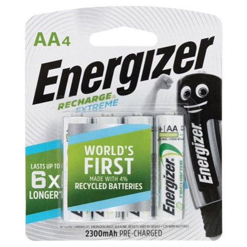 Energizer Rechargeable NIMH Nickel AA Batteries, Pack of 4