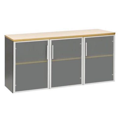 Emerge Credenza OC245 1500mm Glass Doors Beech/Ironstone
