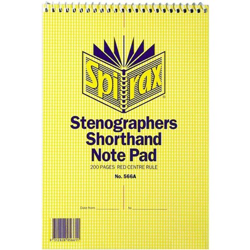 Spirax 566A Stenographers Shorthand Notebook Top Opening