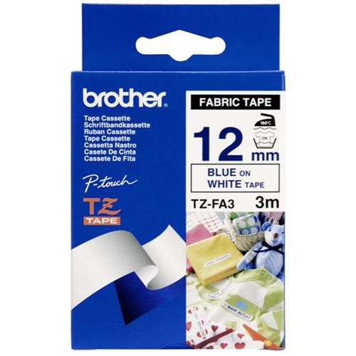 Brother TZeFA3 Iron on Fabric Tape Blue on White OfficeMax NZ