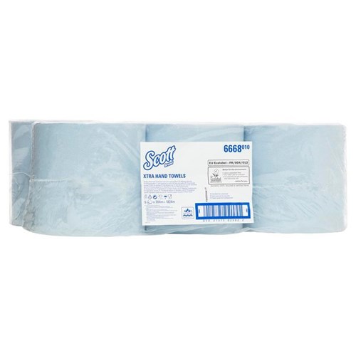 Scott® 6668 Hard Roll Paper Towels 1 Ply 304m Blue, Carton of 6