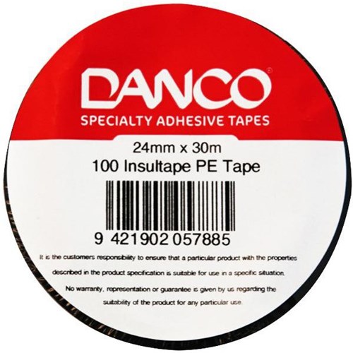 Danco 100 Insulation Tape 24mm x 30m Black, Carton of 24