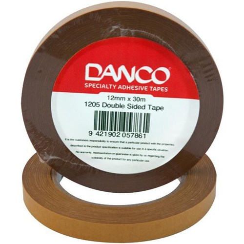 Danco 1205 Double Sided Tape 12mm x 30m Carton of 72