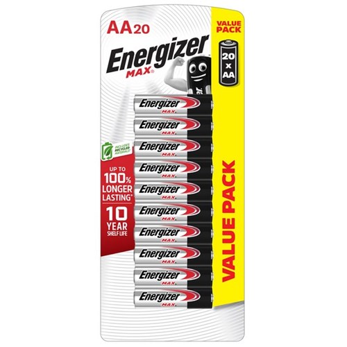 Energizer Max AA Alkaline Batteries, Pack of 20