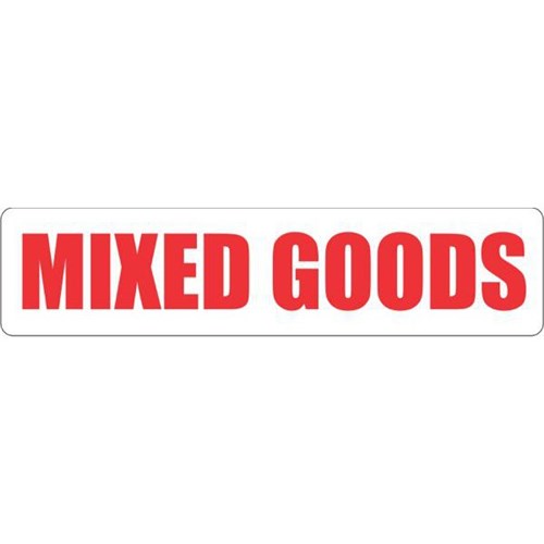 Shipping Label Mixed Goods 30x125mm Red on White, Pack of 250