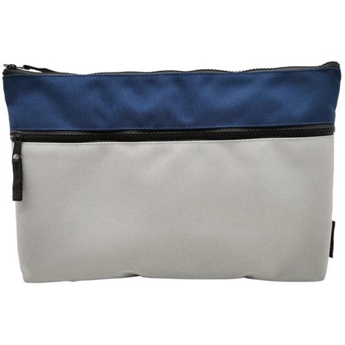 Supply Co. Pencil Case Large Flat Two Zip Blue/Grey 340x230mm