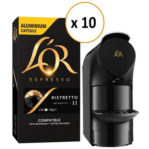 L'OR Espresso Mini Coffee Machine & Ristretto Coffee Capsules Bundle