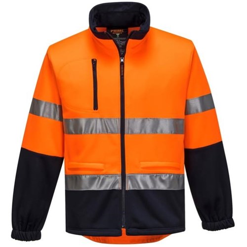Portwest Hi Vis Brush Fleece Jacket Day Night Water Repellent Orange/Navy Extra Large