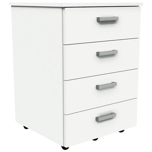Slimline Mobile 4 Drawer Snowdrift White