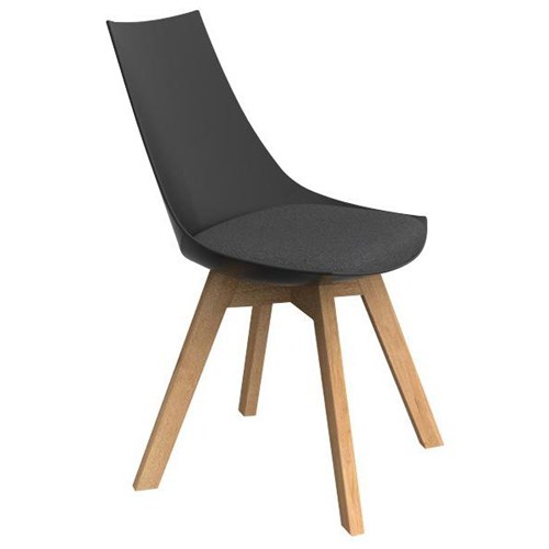 Luna Visitor Chair White/Oak/Motion Felt Charcoal Fabric