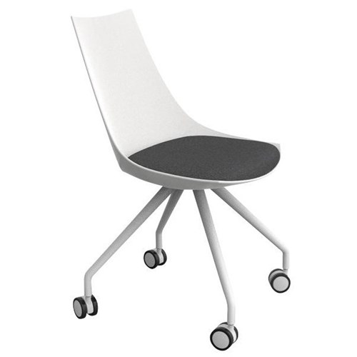 Luna Visitor Chair White/Motion Felt Charcoal Fabric