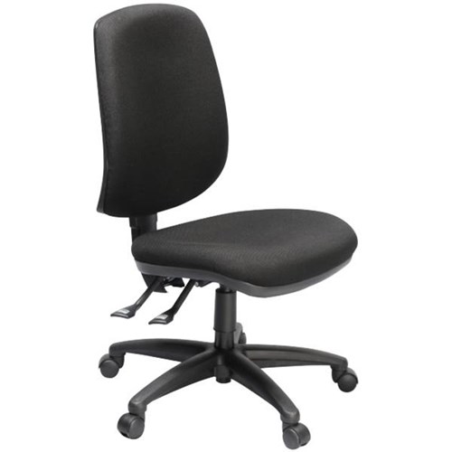 OfficeMax Energy Value Chair High Back 3 Levers Black Fabric | OfficeMax NZ