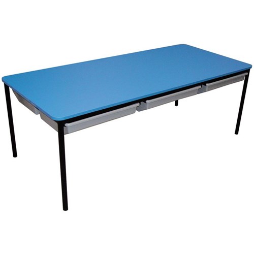 School Table With Tote Trays 750mm Blue/Black