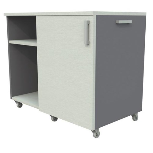 Bobo Right Hand Mobile Cupboard 800x450x560mm Snowdrift/Brushed Silver