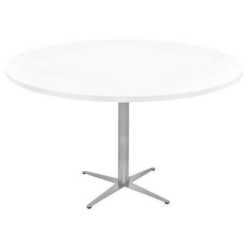 Meeting Table Round 900mm Silver Ocean Base Snowdrift White