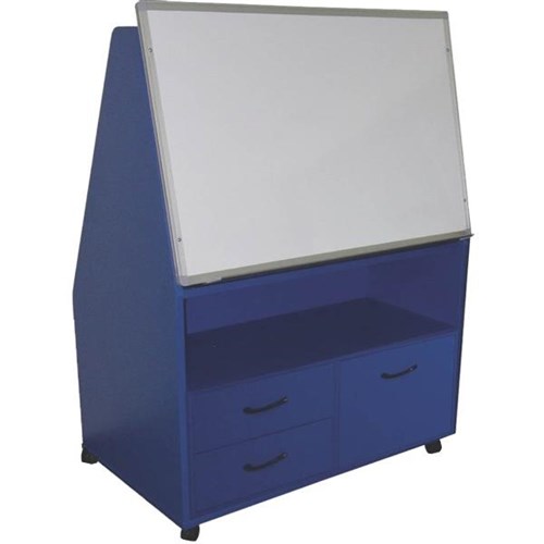 Teaching Station Book Display Mobile With Whiteboard Blue