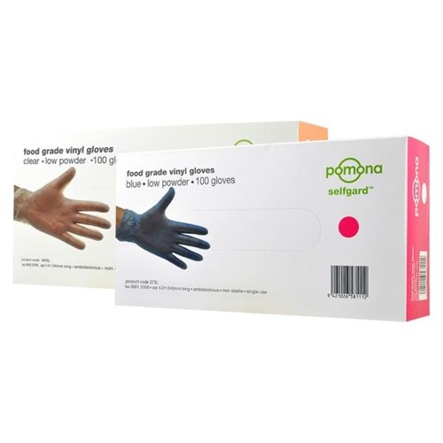 Selfgard Vinyl Disposable Gloves Low Powder, Pack of 100