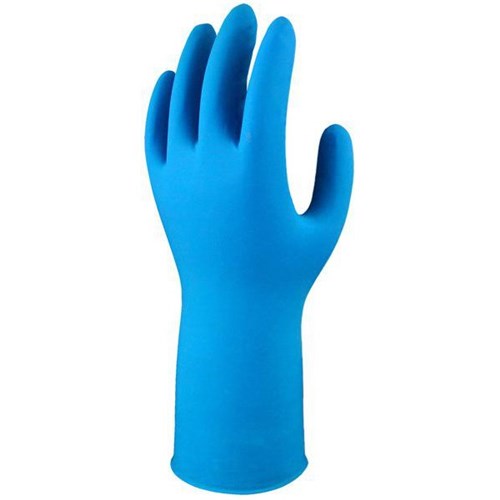 Showa Thick Rolled Cuff Nitrile Gloves Blue, Pair