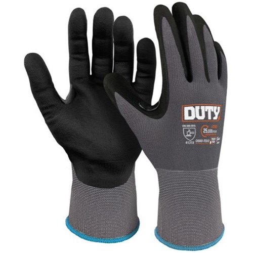 Duty Open Back Gloves Micro Foam Nitrile PU Coated Grey/Black, Pair