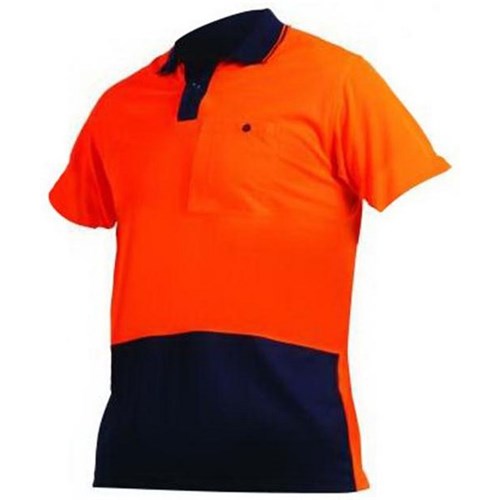 Protect Hi Vis Polo Shirt Unisex Orange/Navy